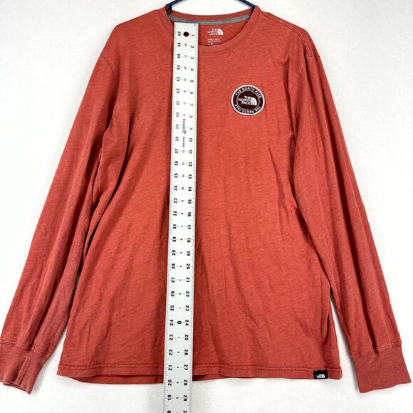 The North Face Red Embroidered Logo Long Sleeved‎ Tee Mens Size L - Picture 9 of 10